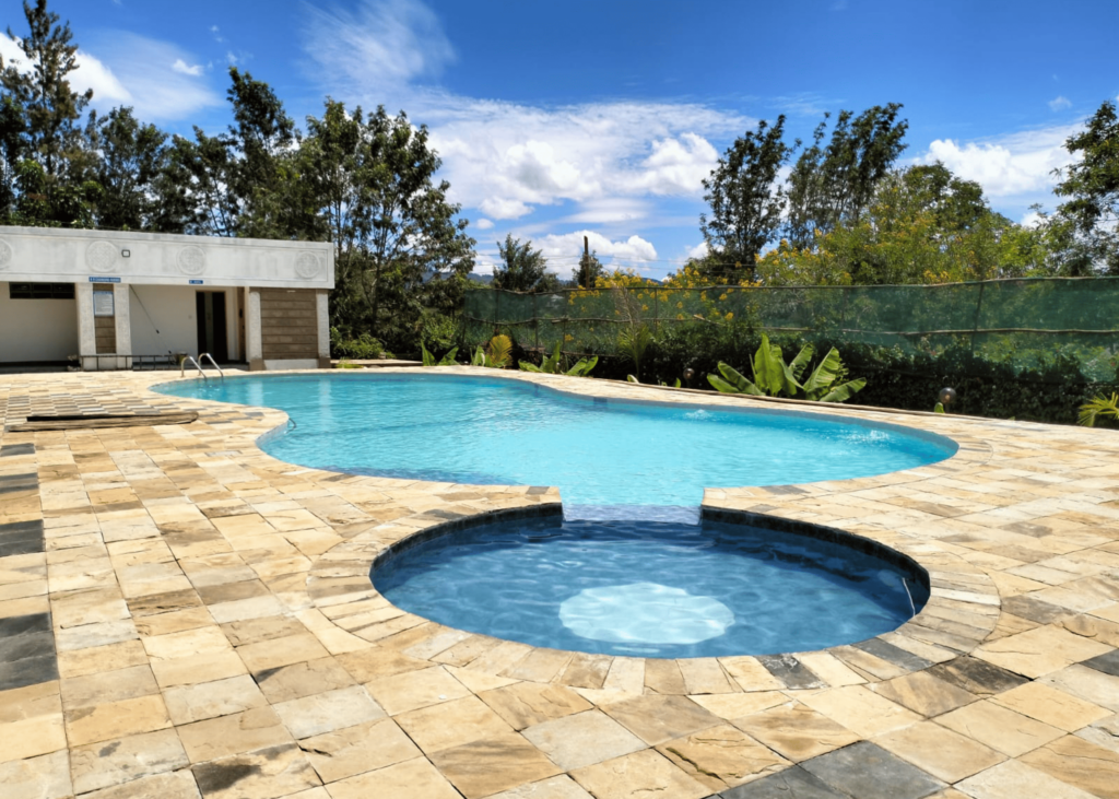 Deck-level swimming pool under construction in Nairobi, Kenya