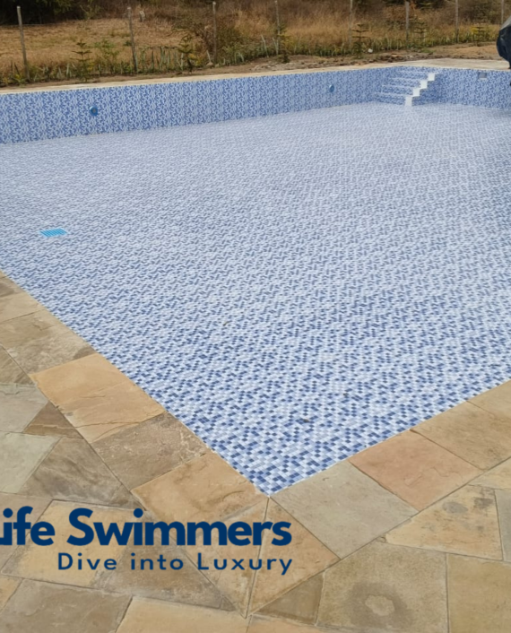 Complete swimming pool build by pool life swimmers at Landless Thika